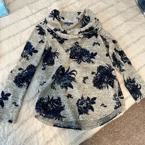 Dark cowl floral sweater, size small, lightly worn